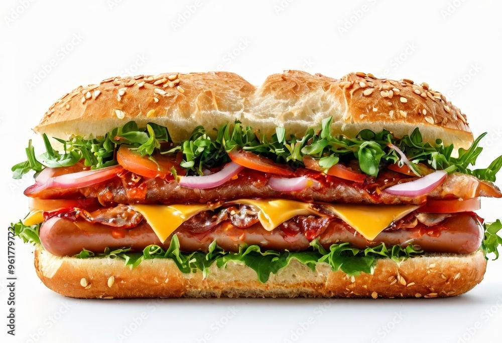 large hamburger with meat, cheese and vegetables large hamburger with meat, cheese and vegetables