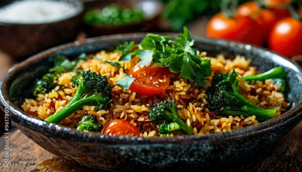 bowl filled with rice and vegetables bowl filled with rice and vegetables