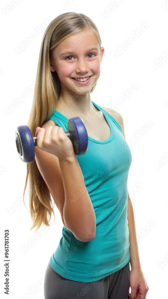 Woman exercising with dumbbells, focusing on fitness Woman exercising with dumbbells, focusing on fitness