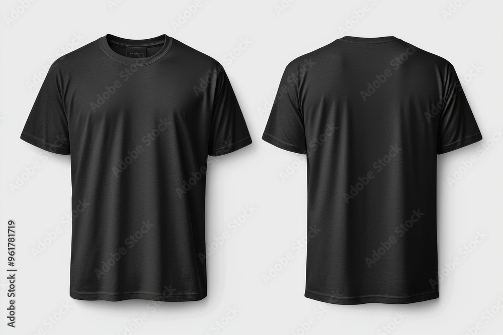Black Tshirt Mockup Front and Back Isolated created with Generative AI Black Tshirt Mockup Front and Back Isolated created with Generative AI