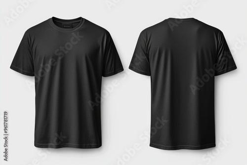 Black Tshirt Mockup Front and Back Isolated created with Generative AI