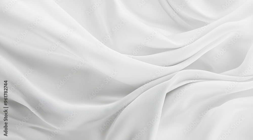 Fototapeta premium Luxurious folds of white silk fabric creating a soft and elegant texture. 