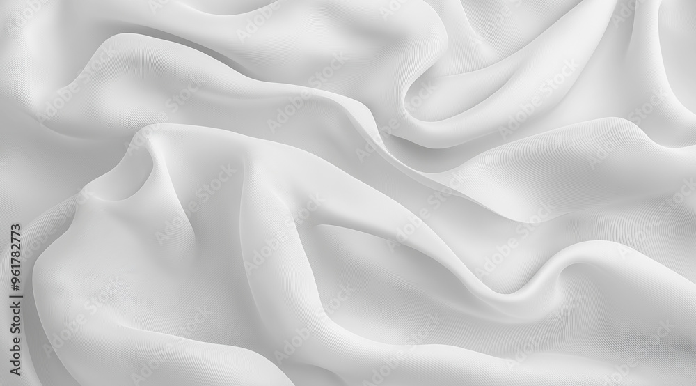 Obraz premium Luxurious folds of white silk fabric creating a soft and elegant texture. 