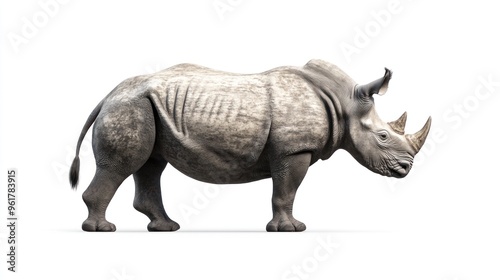 huge rhino animal isolated on transparent background AI generated