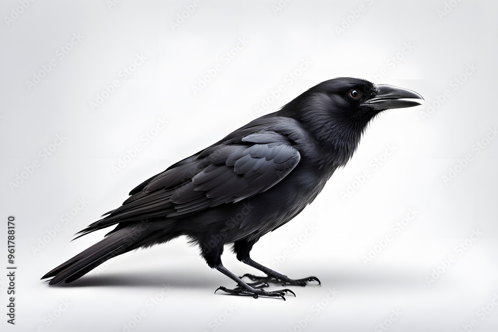 Carrion crow bird on white background, AI Generated Carrion crow bird on white background, AI Generated