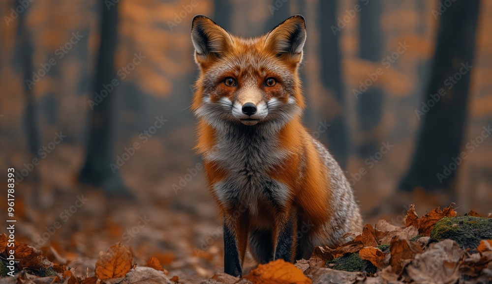 Fototapeta premium Red Fox in Autumn Forest