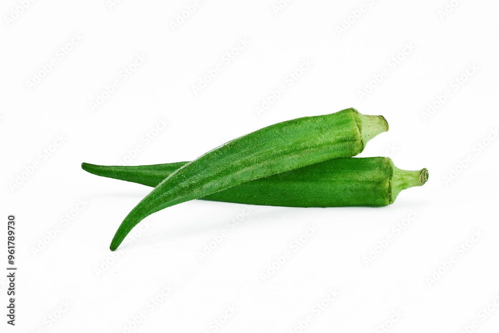 Fresh Okra pods on a white background Fresh Okra pods on a white background