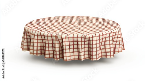 Isolated red plaid tablecloth isolated on a white background. 3D rendering.