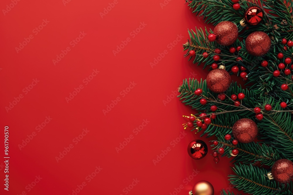 Christmas frame background with fir tree branches, red ball and candy cane on black table top view. New Year decoration concept. Flat lay. Christmas frame background with fir tree branches, red ball and candy cane on black table top view. New Year decoration concept. Flat lay.