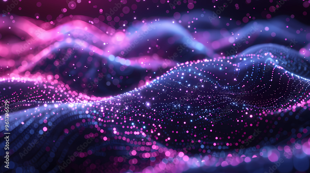 Background design with abstract waves of particles. Abstract wave moving dots flow particles, brochure background design with hi-tech elements and big data Background design with abstract waves of particles. Abstract wave moving dots flow particles, brochure background design with hi-tech elements and big data