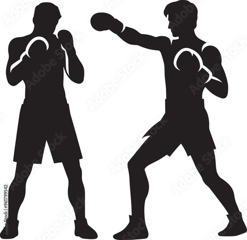 A strong boxer silhouette vector illustration isolated on a white background