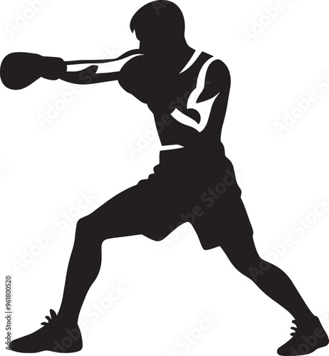 A strong boxer silhouette vector illustration isolated on a white background