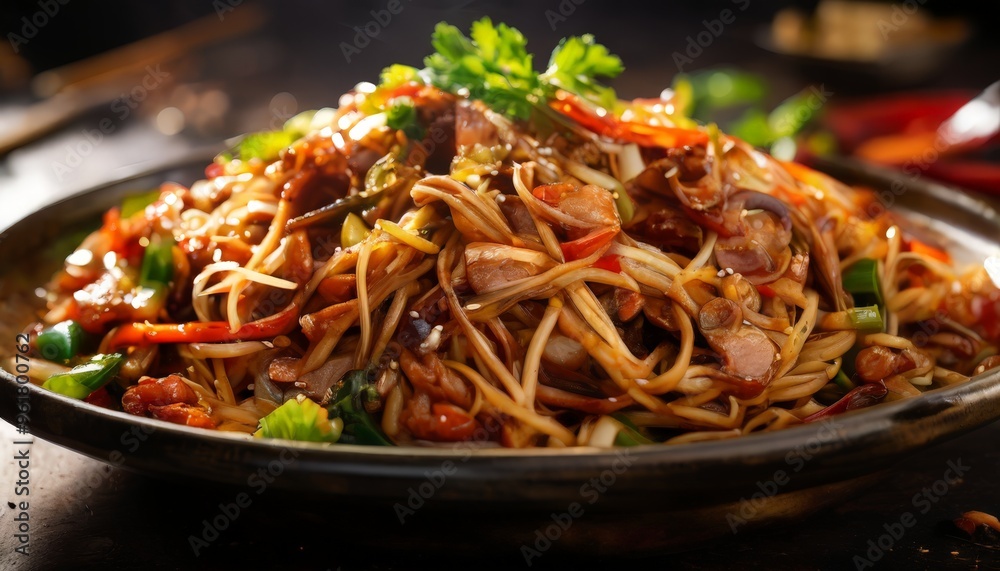 bowl noodles with meat and vegetables bowl noodles with meat and vegetables