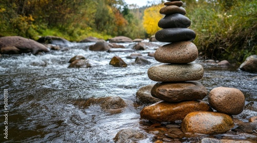 Stacked Stones in a Stream