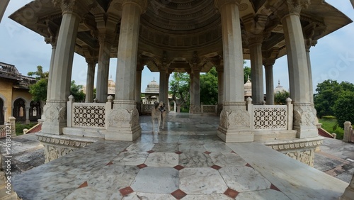 Architecture of Maharaniyon Ki Chhatriyan, the archaeological site features traditional funeral monuments honoring royal women of the past