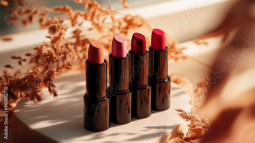 This makeup set features a range of vibrant lipstick shades, from delicate pink to bold red, to create a lusciously plump lip look. Perfect for adding a touch of glamour to any outfit. photo