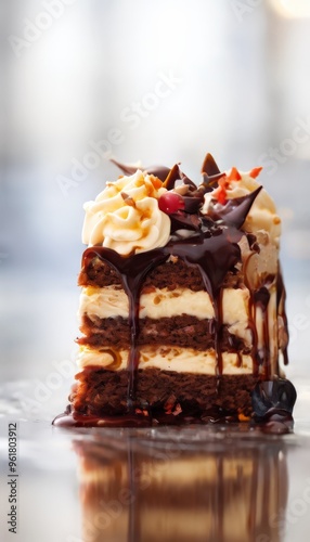 piece cake with chocolate and whipped cream