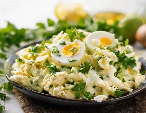 bowl potato salad with egg