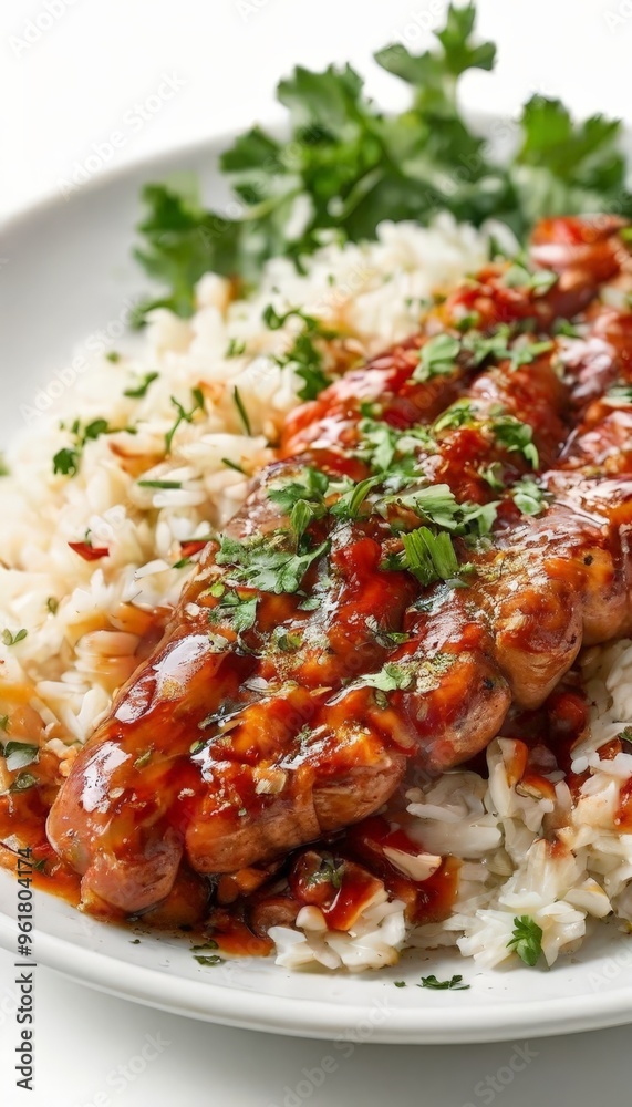 plate chicken with rice and sauce plate chicken with rice and sauce