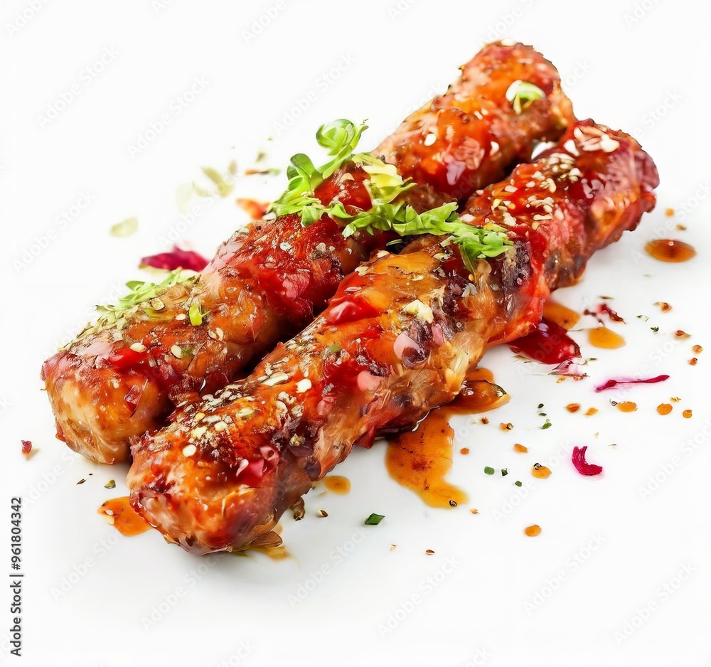 white plate topped with chicken wings covered in sauce white plate topped with chicken wings covered in sauce