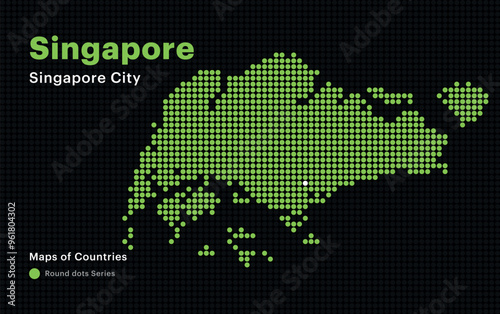 Creative Dotted Map of Singapore with capital Singapore City Round dots