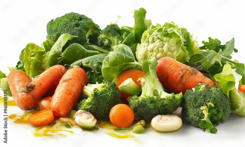 pile vegetables and carrots on white surface pile vegetables and carrots on white surface