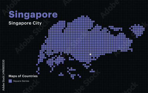 Creative Dotted Map of Singapore with capital Singapore City Square dots