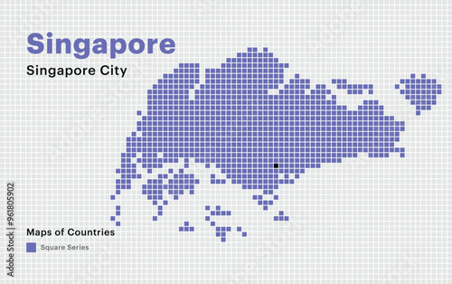 Creative Dotted Map of Singapore with capital Singapore City Square dots