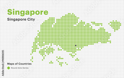 Creative Dotted Map of Singapore with capital Singapore City Round dots