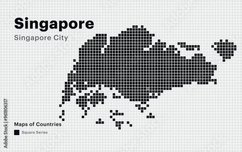Creative Dotted Map of Singapore with capital Singapore City Square dots
