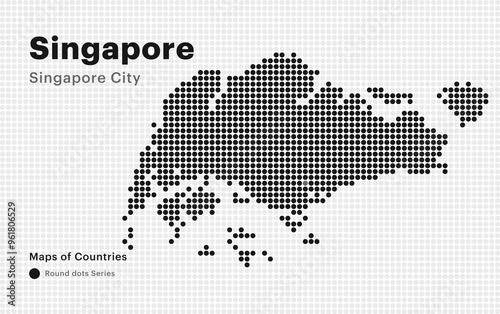 Creative Dotted Map of Singapore with capital Singapore City Round dots