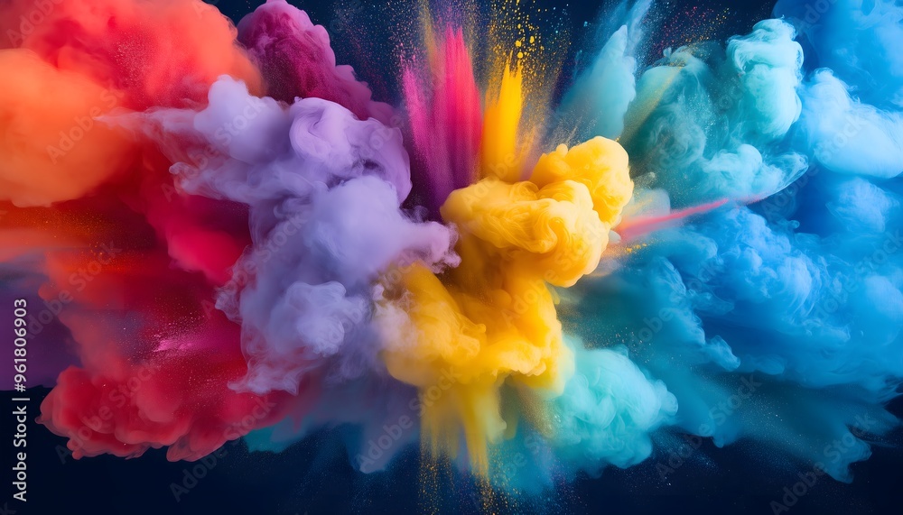 Fototapeta premium An illustration of a multicolored paint explosion