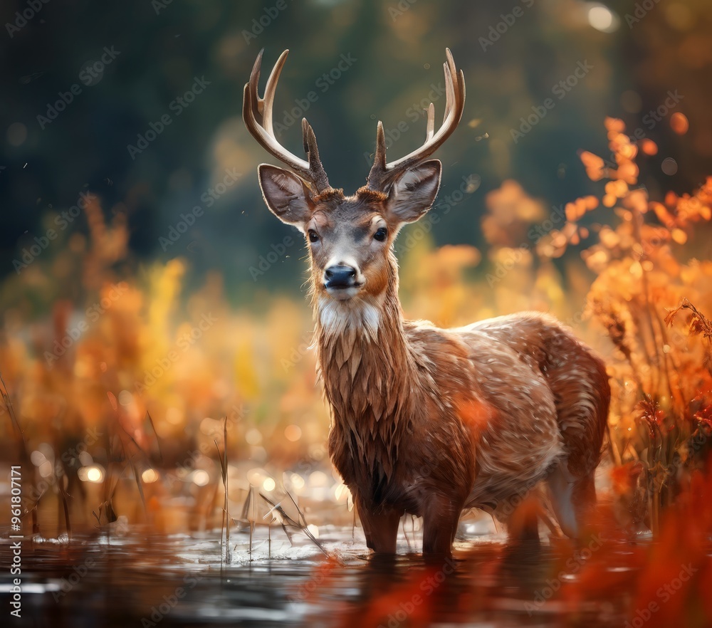 deer standing in body water deer standing in body water