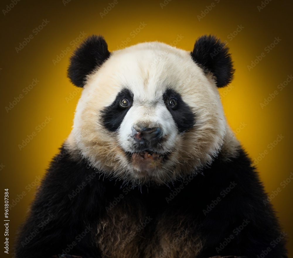 Obraz premium panda bear with yellow background