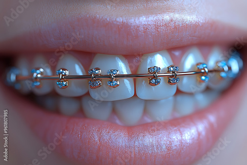 dental braces, orthodontics and dental care concepts