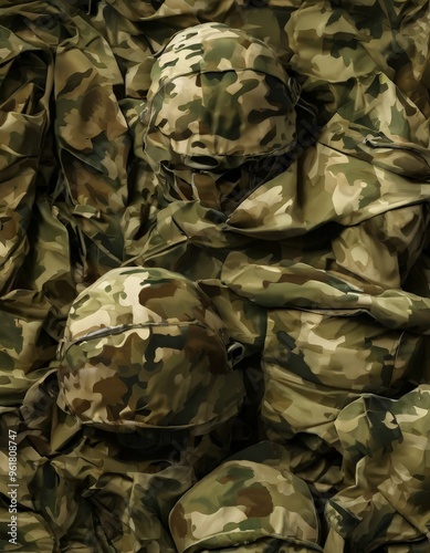 Wallpaper Mural pile camouflage hats Torontodigital.ca