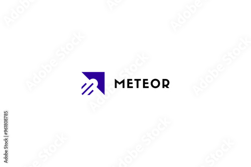 Meteor logo design solution with arrow