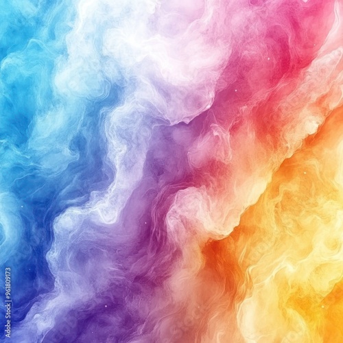 Abstract Swirling Watercolor Background in Blue, Purple, Pink, and Yellow