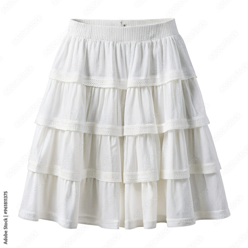 Isolated White tiered Skirt - Default Template Isolated White tiered Skirt - Default Template