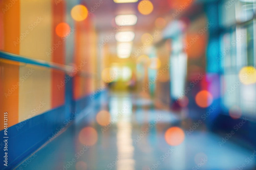 Blurred abstract school background, soft focus on classroom interior and desks Blurred abstract school background, soft focus on classroom interior and desks