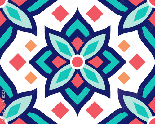 Seamless pattern geometric style flooring digital art abstract pattern design  