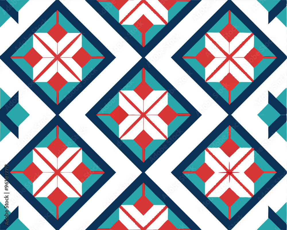 Obraz premium Seamless geometric tiles pattern vector art illustration marble tiles pattern design 