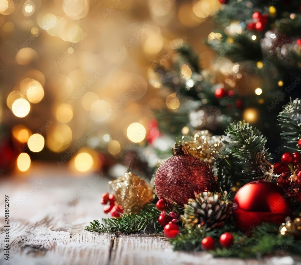 christmas tree with red balls and decorations christmas tree with red balls and decorations