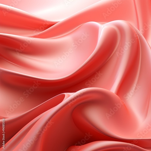 This image showcases a soft, luxurious, wavy, red silk-like fabric with multiple folds and creases, creating an elegant and stylish display.
