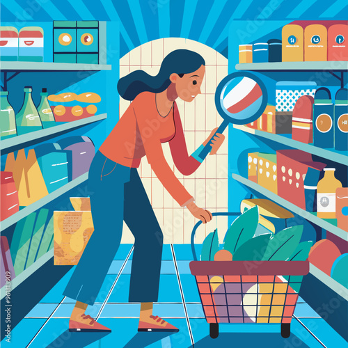 people searching products in shopping vector illustration