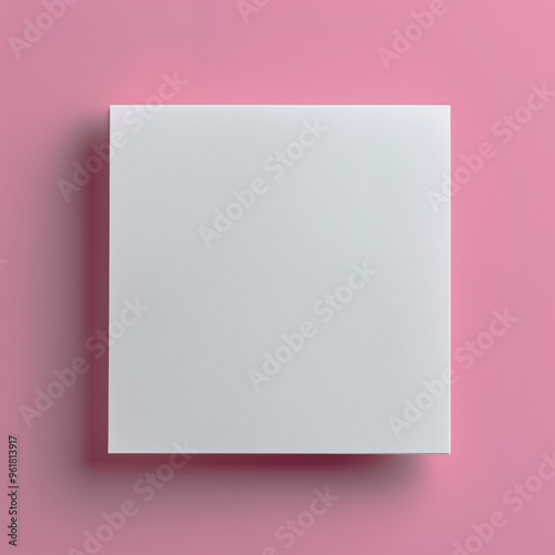 Minimalistic white square box on a pink background with copy space