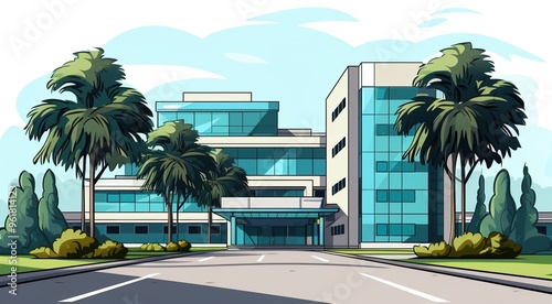 modern hospital building, illustration