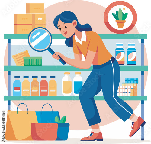 people searching products in shopping vector illustration