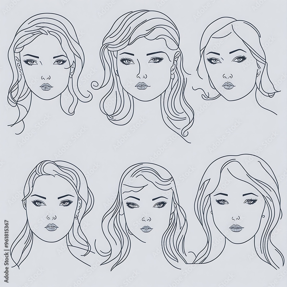 Hand drawn portrait of beautiful young girls sketch with long wavy hair, fashion illustration, beauty concept, feminine artistic sketch for design, graphic pencil drawing for young girls sketch Hand drawn portrait of beautiful young girls sketch with long wavy hair, fashion illustration, beauty concept, feminine artistic sketch for design, graphic pencil drawing for young girls sketch