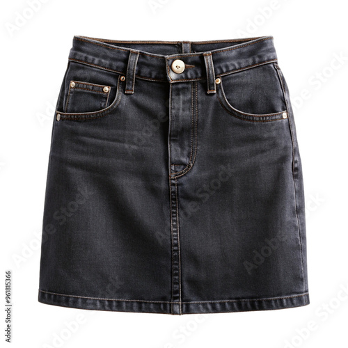 Isolated Black Denim Short Skirt photo